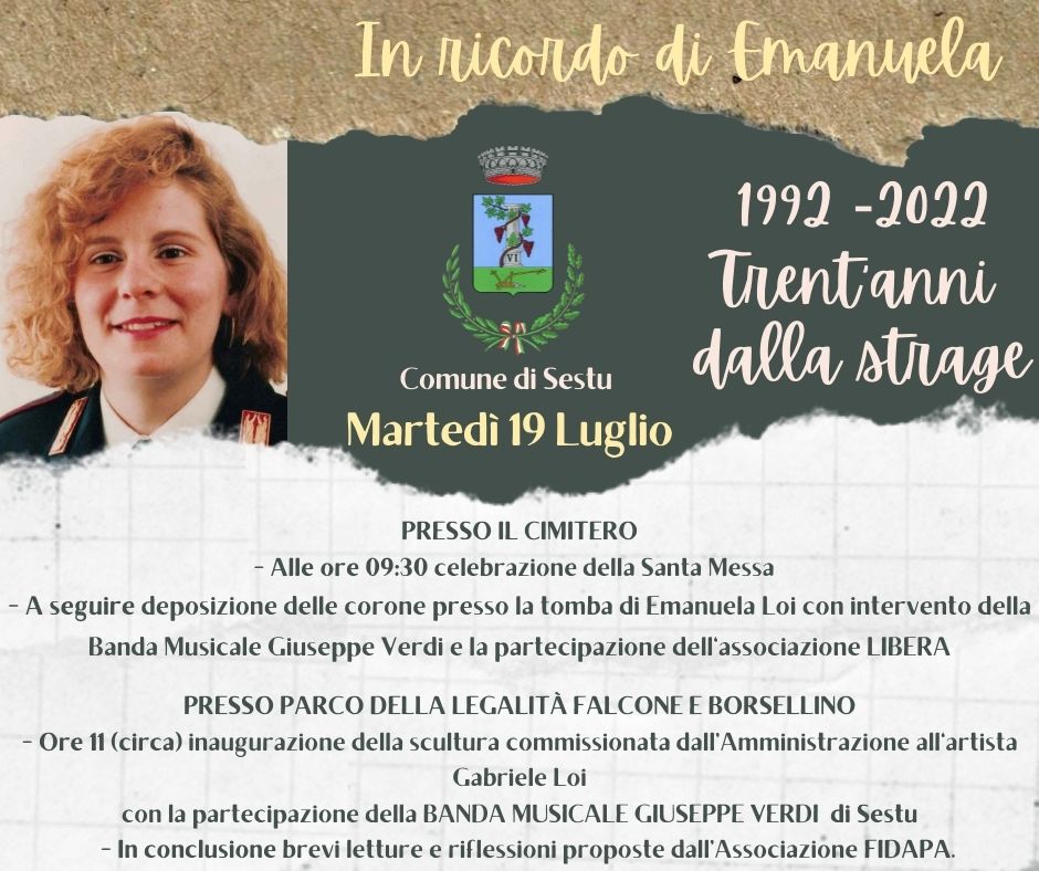 In ricordo di Emanuela Loi – 1992 / 2022 trent’anni dalla strage