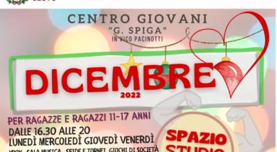 Programmazione attività centro giovani Dicembre 2022
