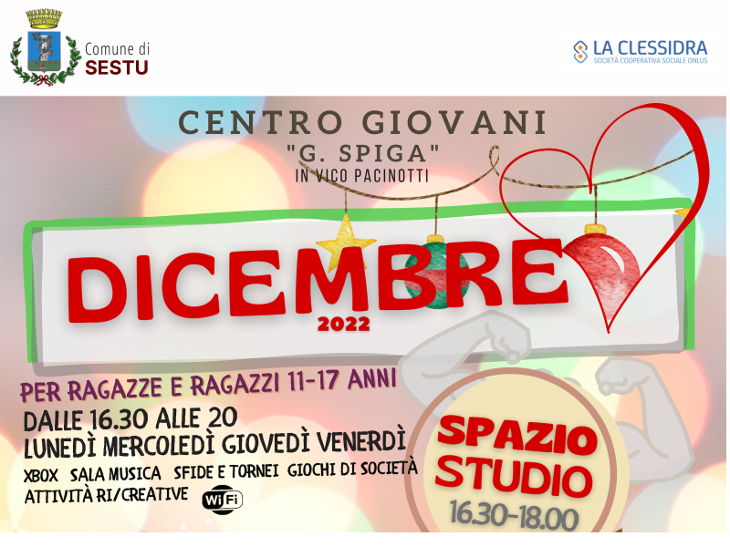 Programmazione attività centro giovani Dicembre 2022
