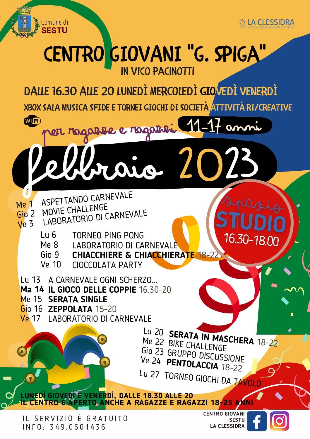 Programmazione attività Centro Giovani Febbraio 2023