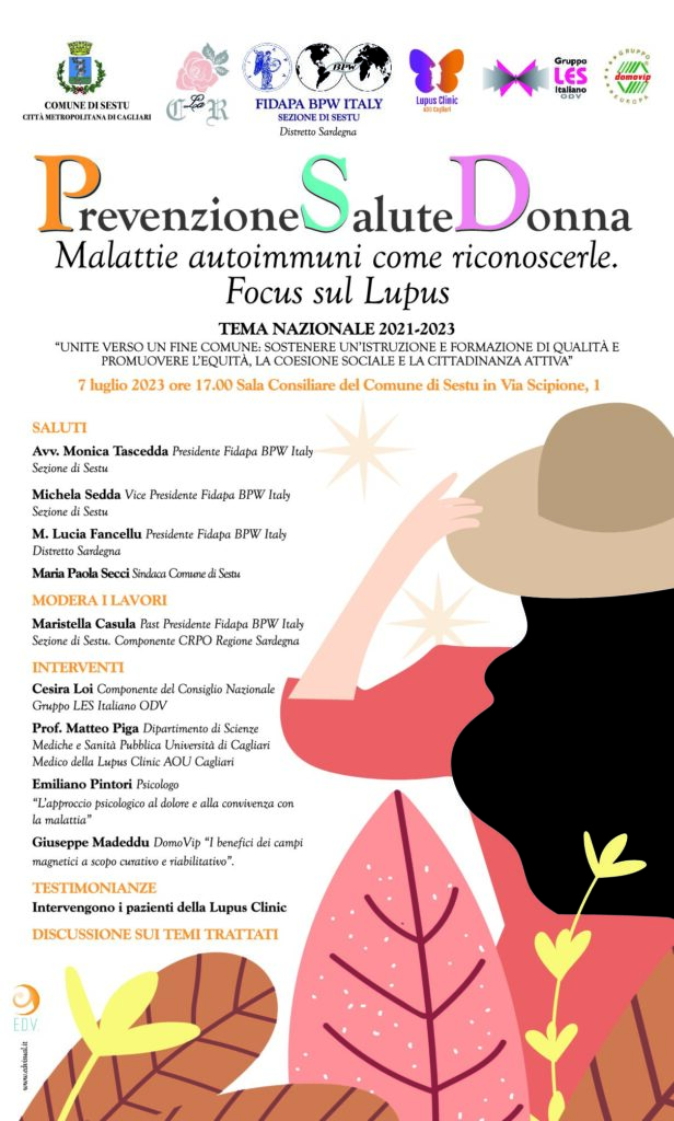 Venerdì 7 luglio il convegno “Prevenzione salute donna: malattie autoimmuni come riconoscerle. Focus sul lupus” a cura dell’ associazione Fidapa BPW Italy