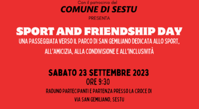 Sabato 23 settembre a Sestu lo “Sport and friendship day”. Appuntamento alle 9 e mezza alla croce di San Gemiliano