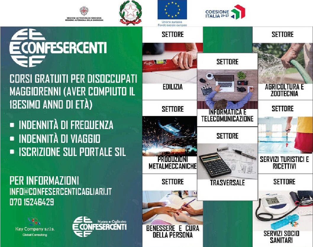 Corsi di formazione regionali per disoccupati e inoccupati. L’offerta formativa gratuita della Confesercenti di Cagliari