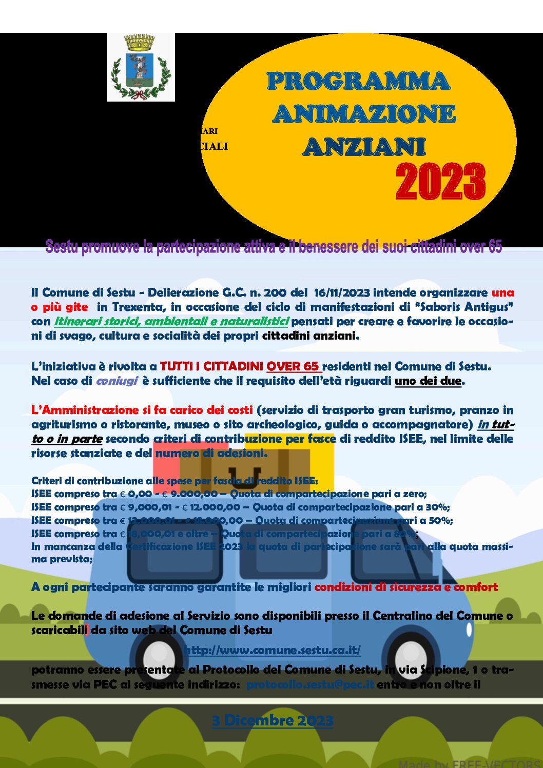 Programma animazione anziani: aperti i termini per l’adesione alle gite. Scadenza il 03 Dicembre