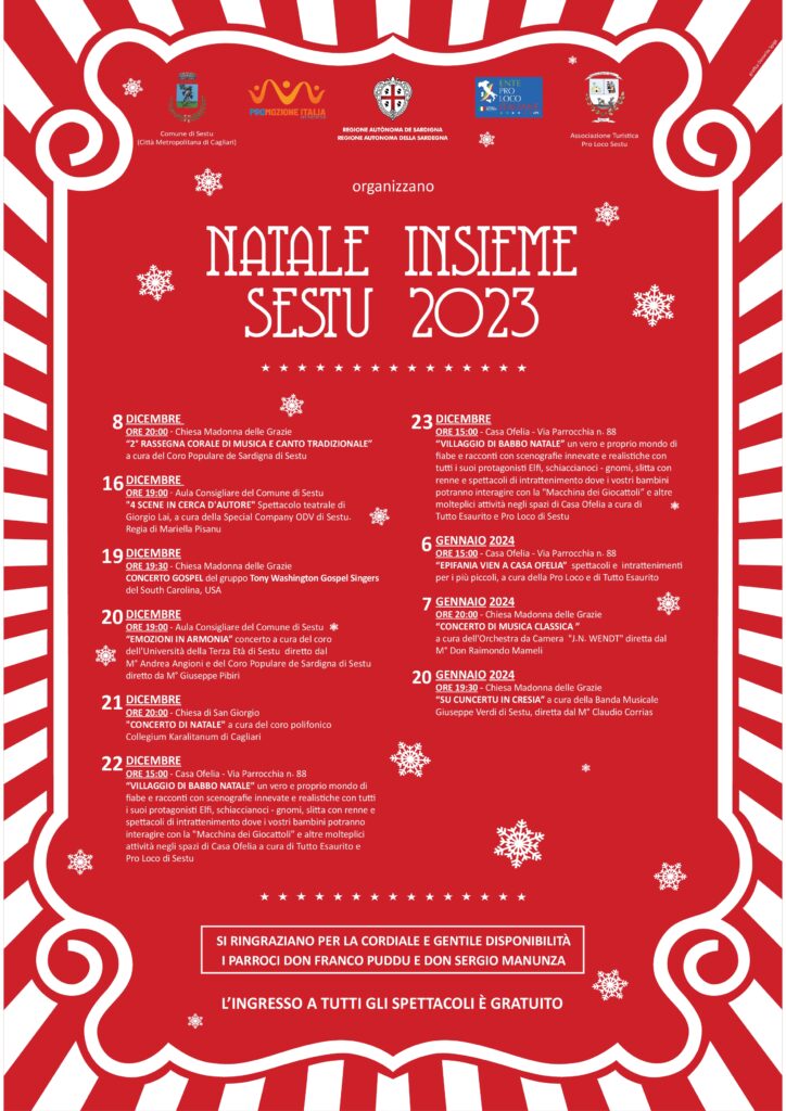 Natale Insieme – Sestu 2023. Calendario degli eventi